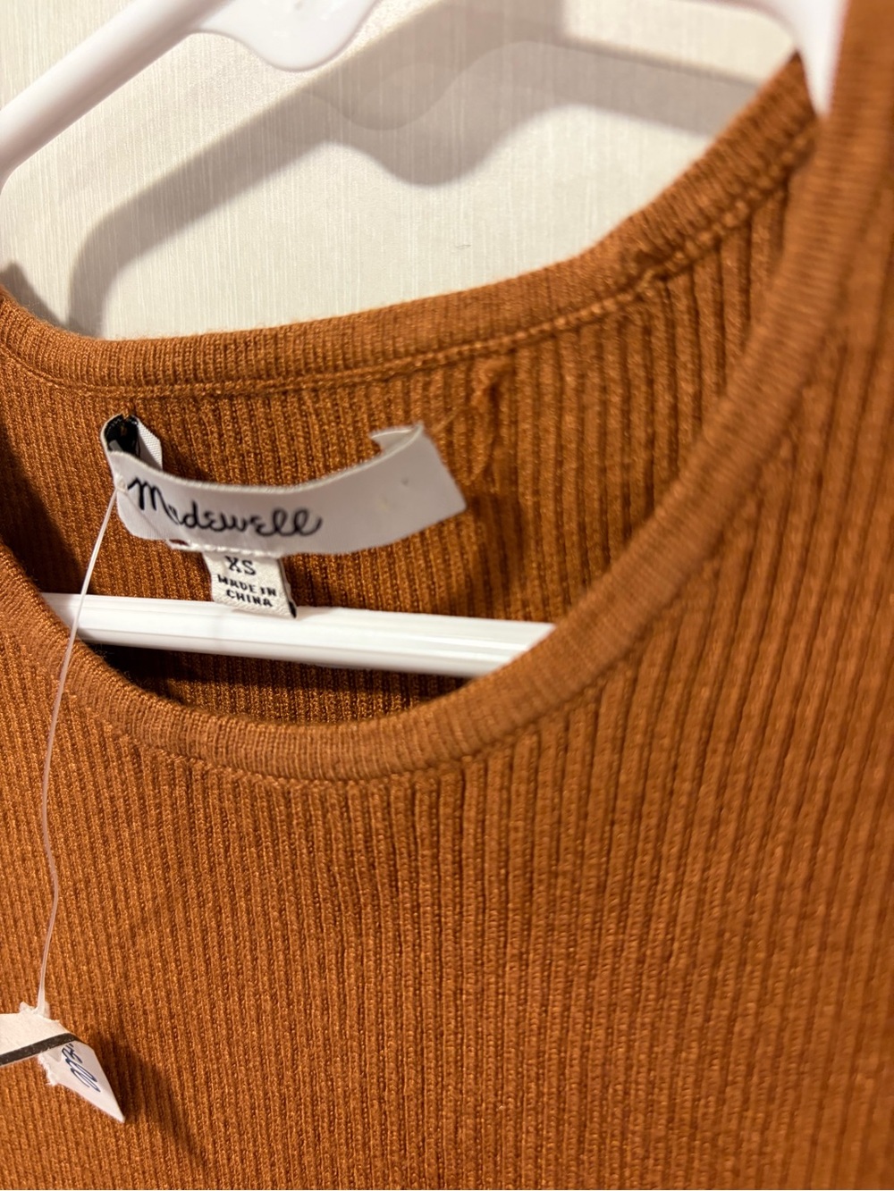 Madewell Ribbed Sleeveless Tank Top XS Rust Brown High Neck - Picture 5 of 7